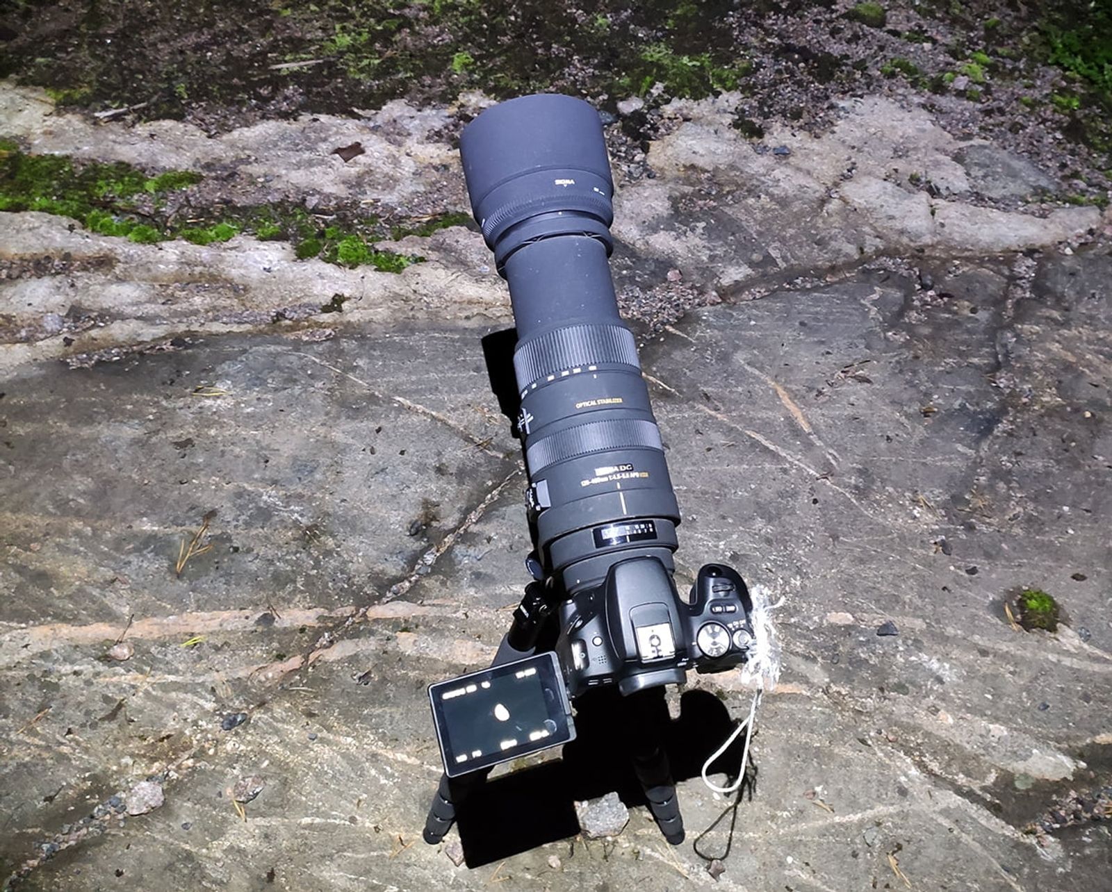 Kamera ja Sigma 120-400mm -objektiivi